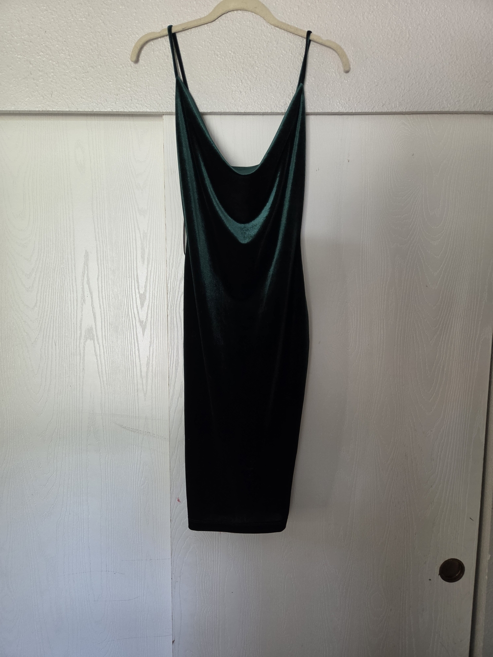 NWOT Emerald Green Velvet Cowl Neck Slip Dress